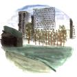 Croquis urbain à l'aquarelle