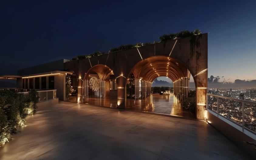 Vue d'un projet de bar privé en roof-top à Kinshasa