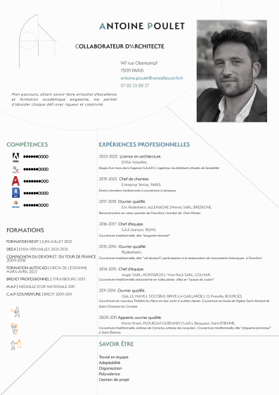CV collaborateur d'architecte