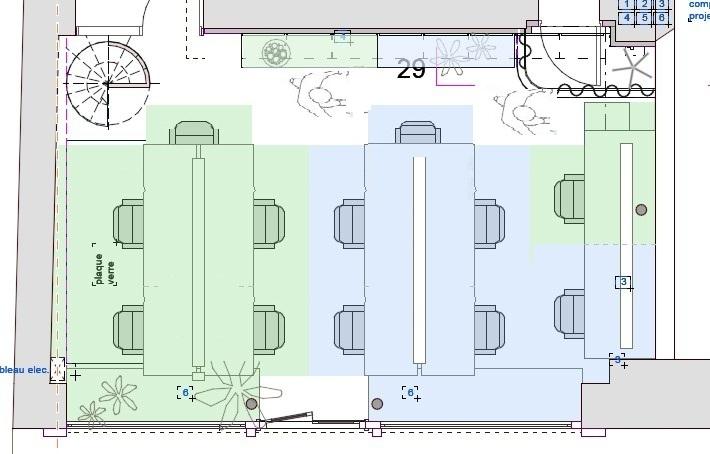 Plan place disponible en vert dans l'espace bleu
