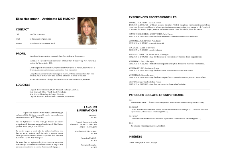 Curriculum Vitae Elise Heckmann