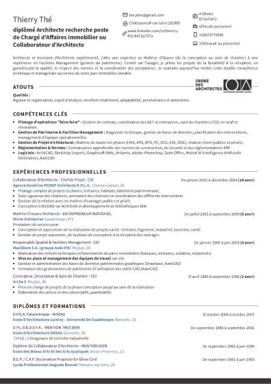 CV THE THIERRY - COLLABORATEUR ARCHITECTE - GESTION DE PATRIMOINE IMMOBILIER