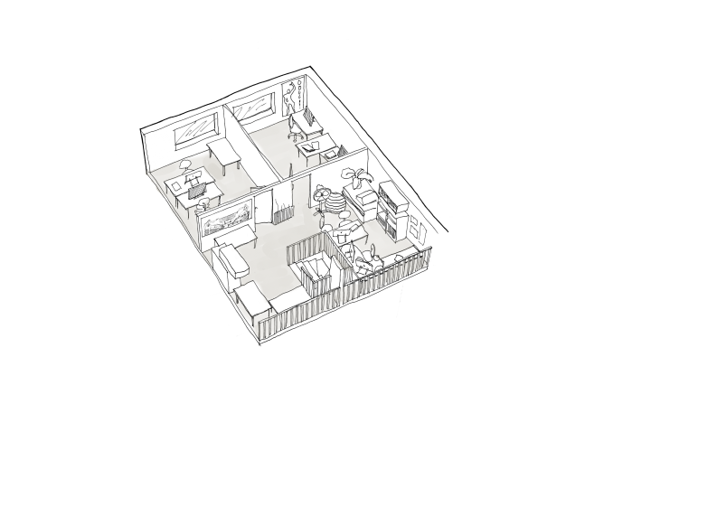 Vue de la mezzanine avec plusieurs postes disponibles
