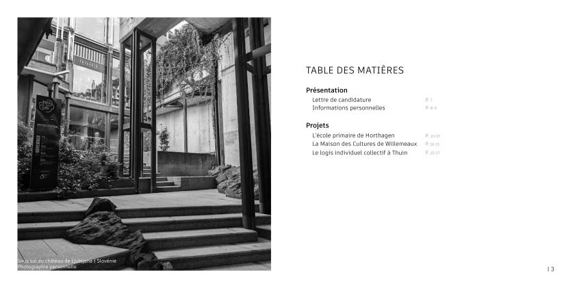 Portfolio : Sommaire