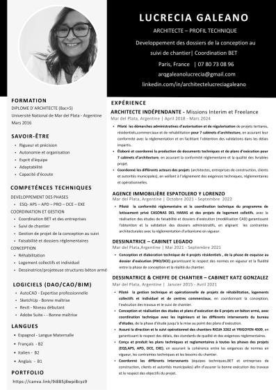 CV ARCHITECTE GALEANO LUCRECIA