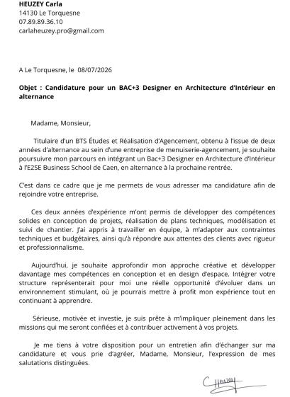 Lettre de motivation 
