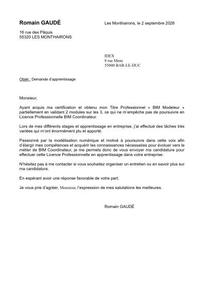Lettre de Motivation