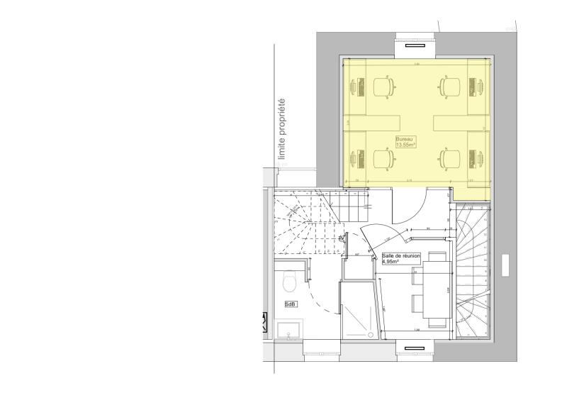 Plan niveau bas - localisation bureau fermé 13m² à louer