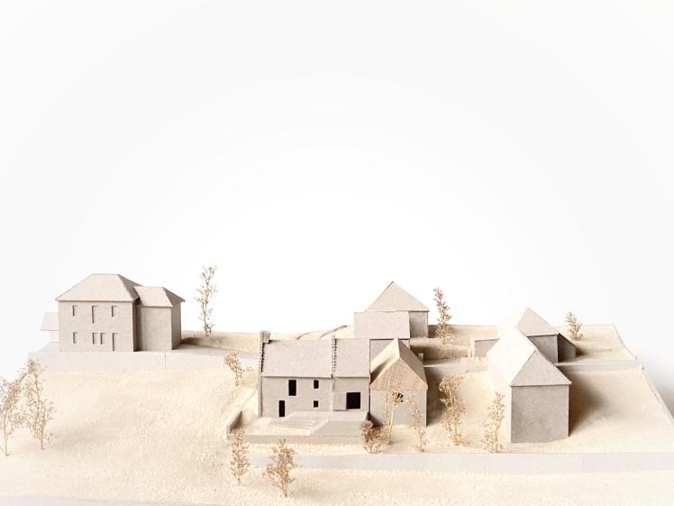 maquette en carton et bois échelle 1/200e