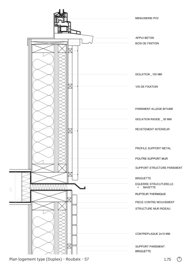 Coupe détaillé d'un principe constructif