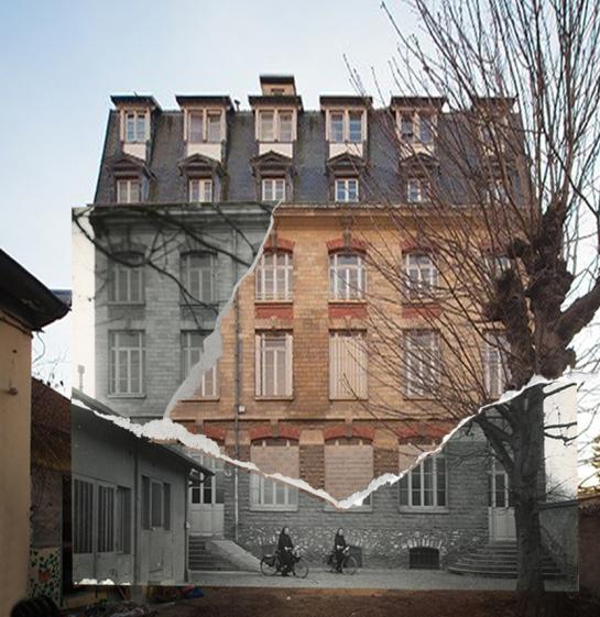 Couverture du mémoire de master. Sujet : Les différentes périodes d'habitation d'un bâtiment début XXe et les problématiques du changement d'usage dans les projets d'architecture
