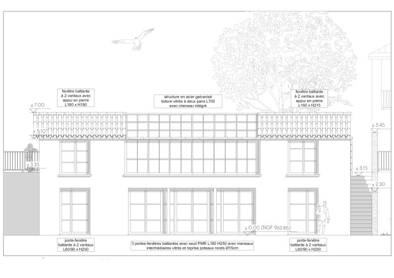 Façade pour l'extension d'un restaurant à Simiane-la-Rotonde (permis de construire)