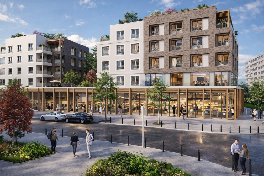 Longjumeau — logements et commerces vus depuis la rue