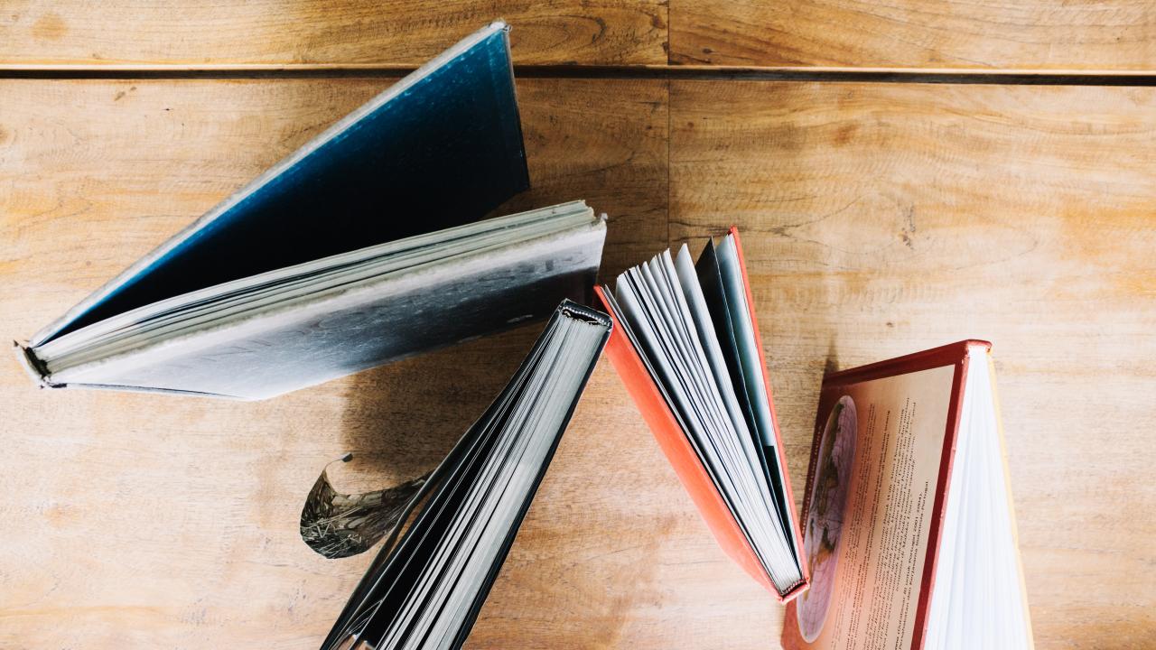 books-standing-table