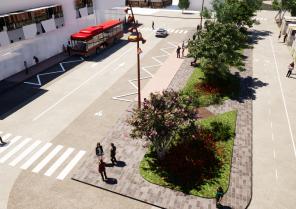 Vue 1 de la nouvelle centralité de quartier, autour d'une place multimodale - ©[