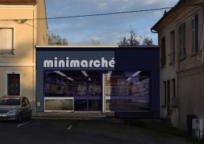 Viels-Maisons, aménagement commerce, projet façade moderne bleu