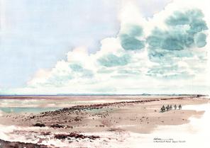 aquarelle 2013 Cancale, vue du Mont-Saint-Michel