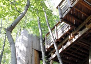 Des escaliers cachés, une terrasse, un bar, une salle climatisée… Une cabane?