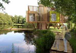 La maison branchée sur les abords d'un étang 