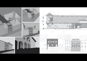 vues dans le contexte urbain et coupe longitudinale