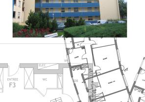 Photographie d'un des deux bâtiments étudiés et Plans