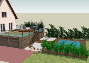 COMPOSITION D'UN JARDIN AVEC PISCINE - QUATZENHEIM