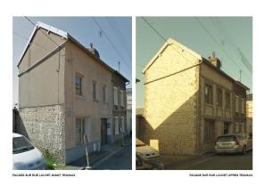 Façade rue Louvet, avant et après les travaux