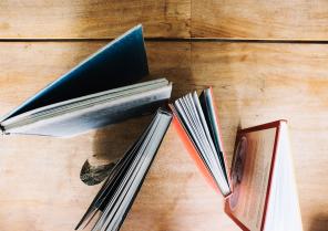 books-standing-table